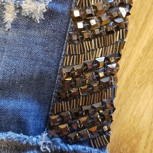 Brazilian denim embellished distressed shorts - Picture 2 of 4